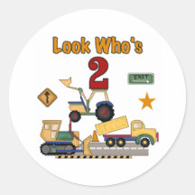 Construction Vehicles 2nd Birthday Sticker