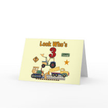 Construction Vehicles 3rd Birthday Tshirts Cards