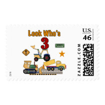 Construction Vehicles 3rd Birthday Tshirts Stamp