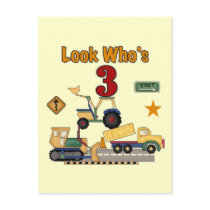 Construction Vehicles 3rd Birthday Tshirts Post Card