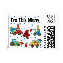Construction Vehicles 4th Birthday T-shirts Stamp