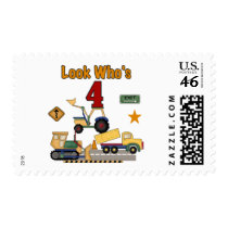 Construction Vehicles 4th Birthday Tshirts Postage Stamp