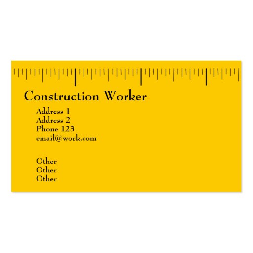 Construction Worker Business Cards (front side)
