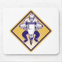 Construction Worker Drilling with Jack Hammer Mouse Pads