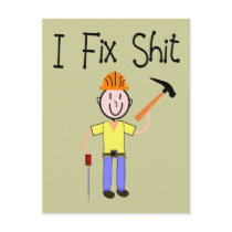 Construction Worker Gifts, "I FIX SHIT"  Hilarious postcards
