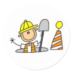 Construction Worker in Manhole Stickers