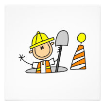 Construction Worker in Manhole T-shirts and Gifts Invites