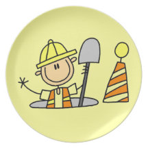 Construction Worker in Manhole T-shirts and Gifts Party Plates