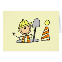 Construction Worker in Manhole Tshirts and Gifts cards