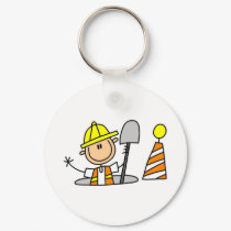 Construction Worker in Manhole Tshirts and Gifts keychains