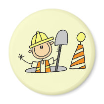Construction Worker in Manhole Tshirts and Gifts magnets