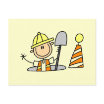 Construction Worker in Manhole Tshirts and Gifts postcards by stick_figures Construction Worker in Manhole Tshirts and Gifts postcards