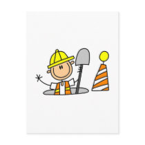 Construction Worker in Manhole Tshirts and Gifts postcards