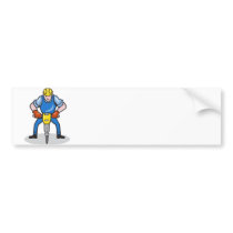 Construction Worker Jackhammer Pneumatic Drill Bumper Sticker