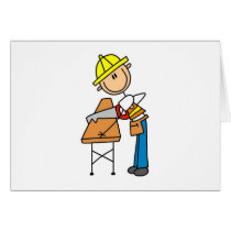 Construction Worker Sawing Board Card