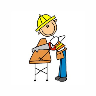 Construction Worker Sawing Board Sticker sticker