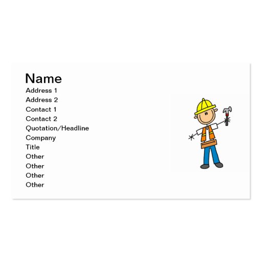 Construction Worker with Hammer Business Card