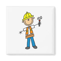 Construction Worker with Hammer Magnet