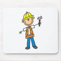 Construction Worker with Hammer Mousepad
