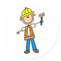 Construction Worker with Hammer Sticker by stick_figures Construction Worker with Hammer Sticker
