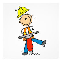 Construction  Worker With Jack Hammer Gifts Custom Invitations