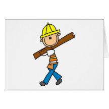 Construction Worker with Lumber Cards