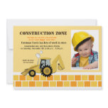 Construction Zone Backhoe Boys Birthday Invite