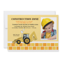 Construction Zone Backhoe Boys Birthday Invite