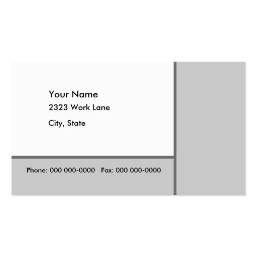 Construction Zone Business Card (back side)