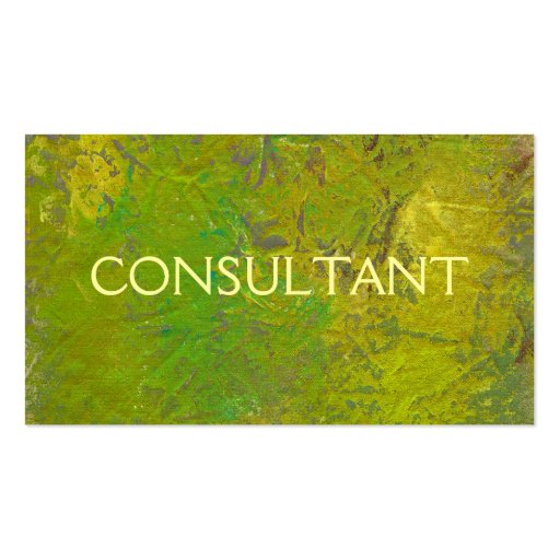 Consultant green colorful fun unique painting art business cards (front side)