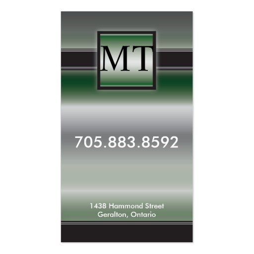Consulting Engineer Business Card Green Monogram (back side)