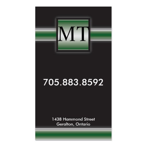 Consulting Engineer Business Card Green Monogram (back side)