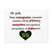 Consumerist Anti-Valentine postcards by jadeddesigns Consumerist Anti-Valentine postcards