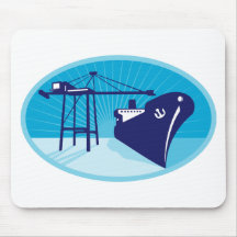 Container Boom Crane Loading Ship Boat Mousepads