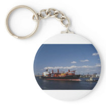 Container ship, Antwerp port, Belgium Keychains