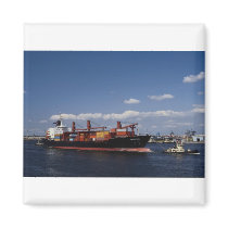 Container ship, Antwerp port, Belgium Fridge Magnets
