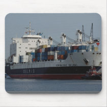 Container ship arriving at Tilbury docks, England Mousepads
