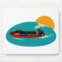container ship retro mouse pads