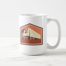 Container Truck and Trailer Flames Retro Mug