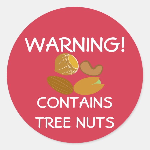 Contains Tree Nuts Food Allergy Alert Stickers | Zazzle