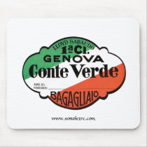 Conte Verde 1st Class Baggage Label mousepads by SonoLeTre Conte Verde 1st Class Baggage Label mousepads