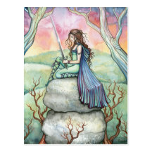 Contemplating Guinivere Postcard by Molly Harrison