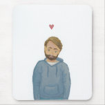 Contemplating love - bearded sweatshirt man Lucas Mousepads