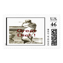 Contemplating Skeleton - GREAT DIET ! Postage Stamp