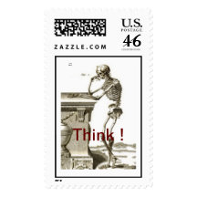 Contemplating Skeleton - THINK ! Stamps
