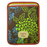 Contempo Floral (Brown / Lime / Blue) Personalized ipad sleeves