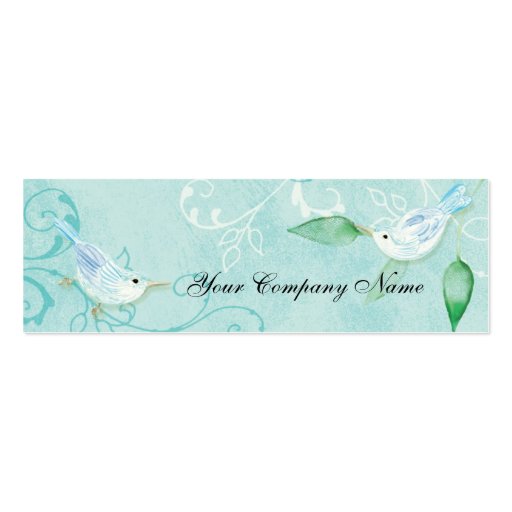 Contemporary Birds 'n Swirls Blue Business Cards (front side)