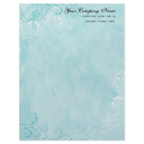 Contemporary Birds 'n Swirls Blue Stationery Customized Letterhead