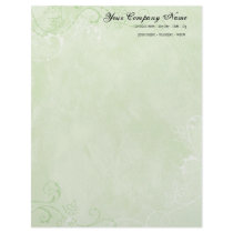 Contemporary Birds 'n Swirls Green Stationery Letterhead Template