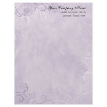 Contemporary Birds 'n Swirls Lilac Stationery Letterhead Template
